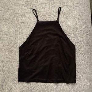 Black cropped tank with open back